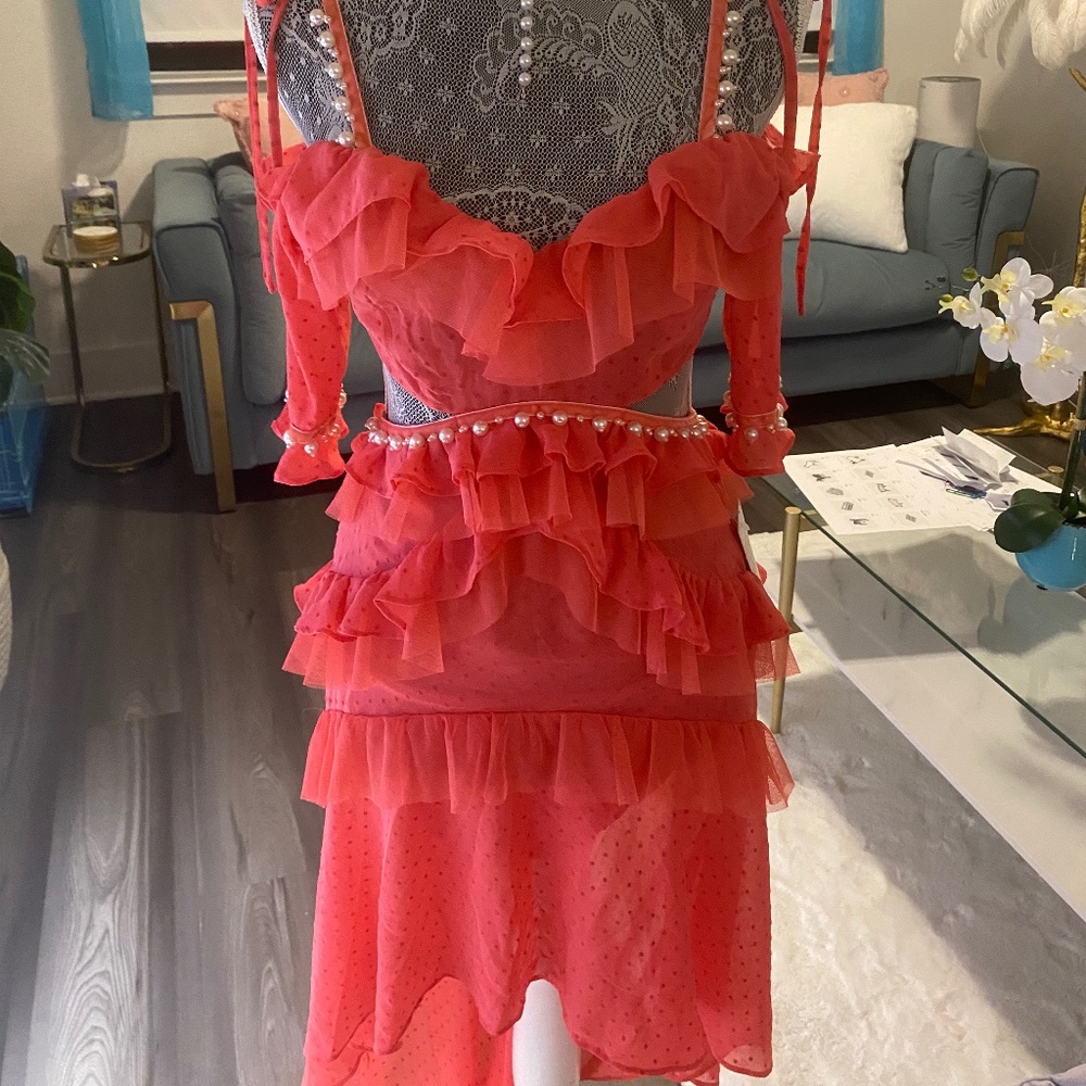 Amazing Beaded Ruffles For Love And Lemons Casino Summer Women’s XS Maxi Dress